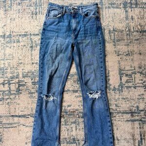 Zara high rise ripped jeans